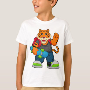 Tiger als Skater mit Skateboard T-Shirt