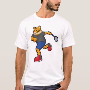 Tiger als Tennisspieler mit Tennisschläger T-Shirt