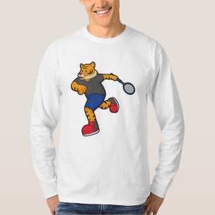Tiger als Tennisspieler mit Tennisschläger T-Shirt