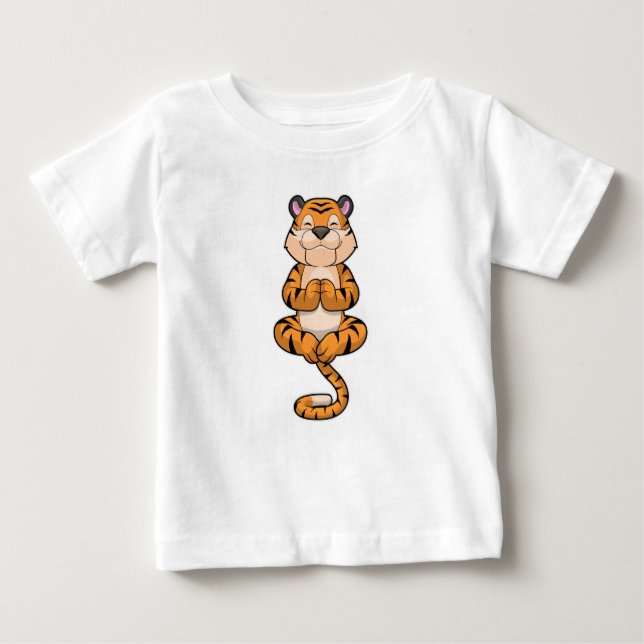 Tiger an der Yoga-Fitness Baby T-shirt (Vorderseite)