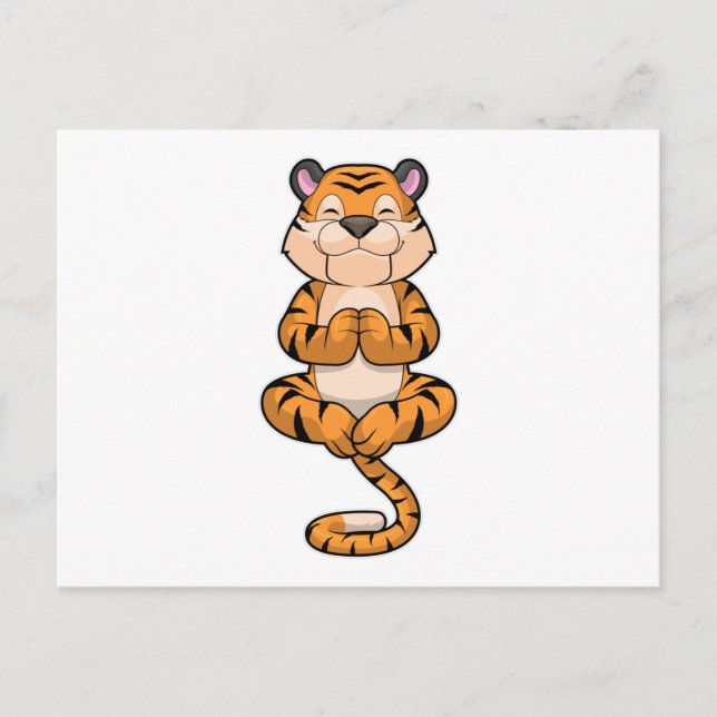 Tiger an der Yoga-Fitness Postkarte (Vorderseite)