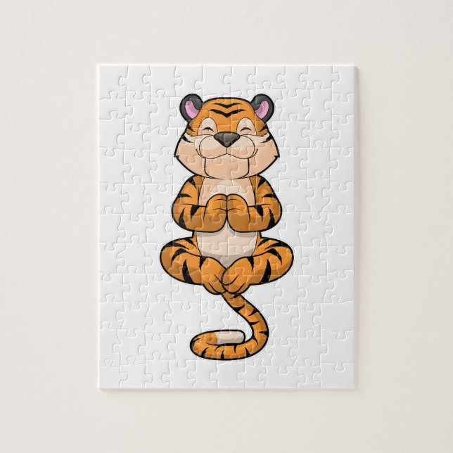 Tiger an der Yoga-Fitness Puzzle (Vertikal)