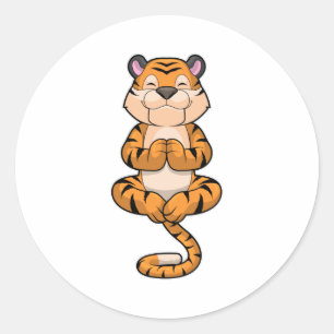 Tiger an der Yoga-Fitness Runder Aufkleber