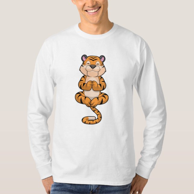 Tiger an der Yoga-Fitness T-Shirt (Vorderseite)
