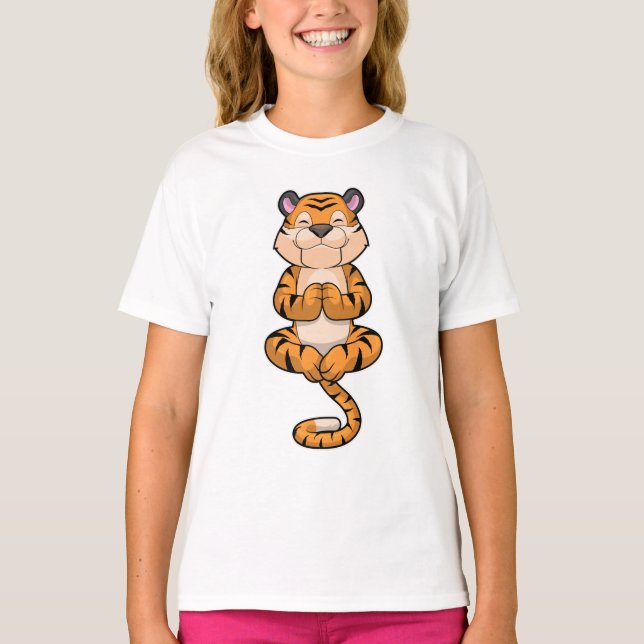 Tiger an der Yoga-Fitness T-Shirt (Vorderseite)
