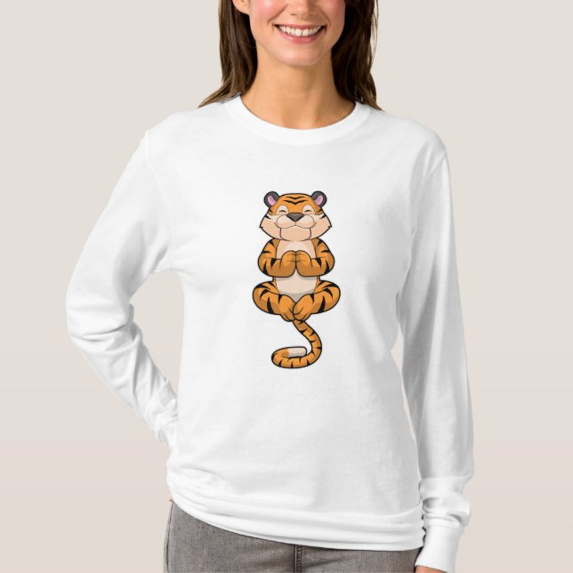 Tiger an der Yoga-Fitness T-Shirt (Vorderseite)