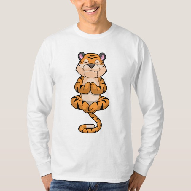 Tiger an der Yoga-Fitness T-Shirt (Vorderseite)