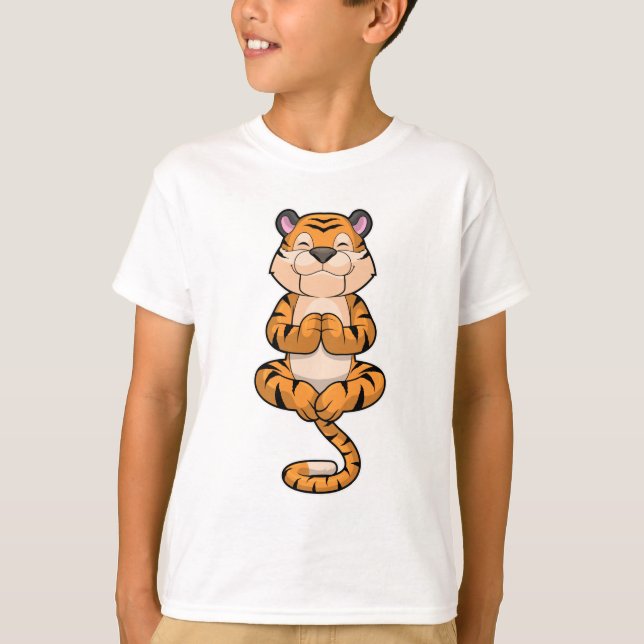 Tiger an der Yoga-Fitness T-Shirt (Vorderseite)