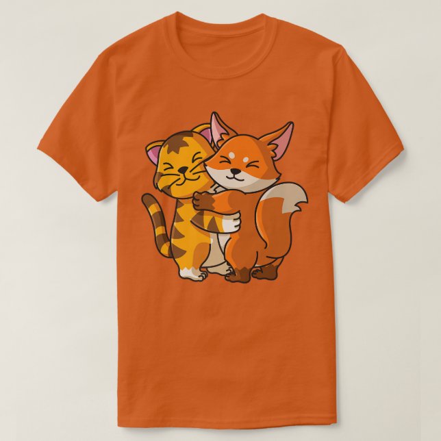 Tiger and Fo Cute Zoo Animals Hugging Premium  T-Shirt (Design vorne)