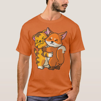 Tiger and Fo Cute Zoo Animals Hugging Premium T-Shirt