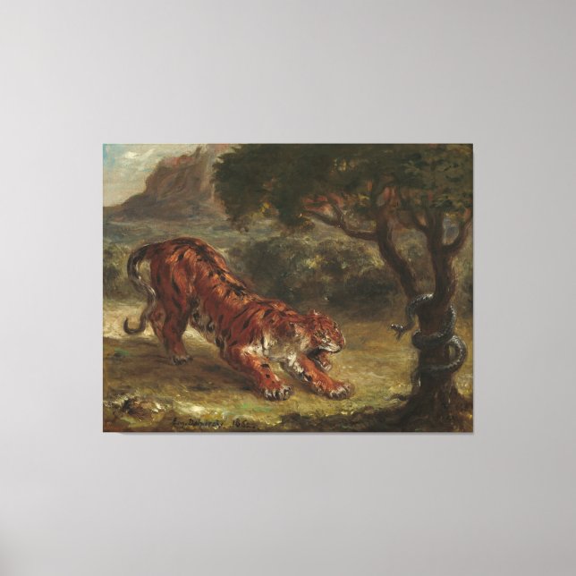 Tiger and Snake Eugene Delacroix Wall Art Leinwanddruck (Vorderseite)
