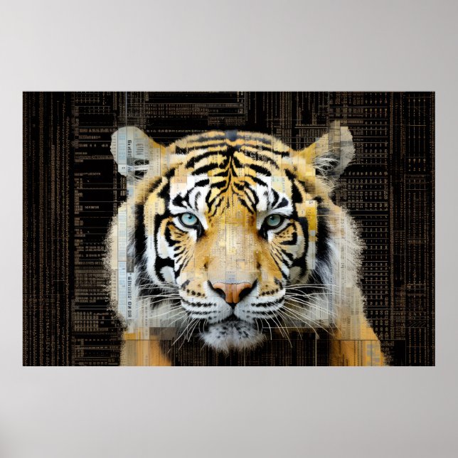 Tiger Animal Art Deco Paint Mosaic Poster (Vorne)