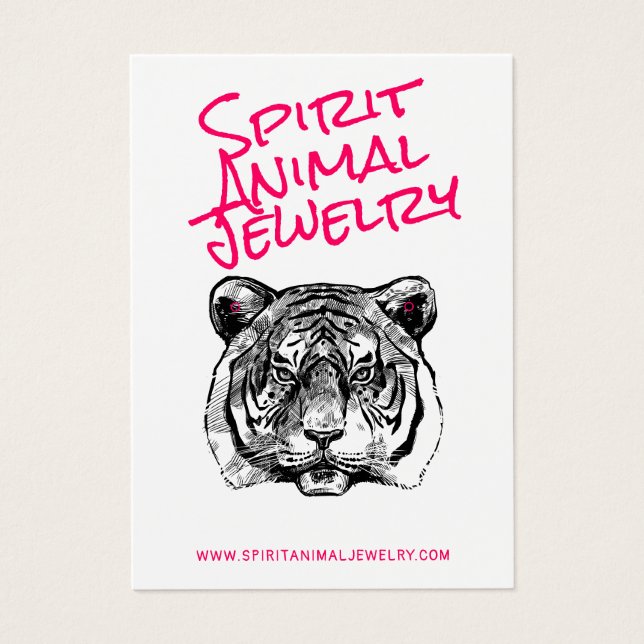 Tiger Animal Illustration Rosa Drehbuch Ohrkarte (Vorderseite)
