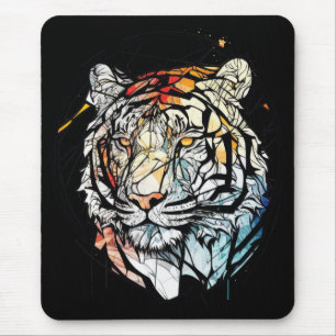 Tiger Animal Portrait Gestaltetes Glas frei von Wi Mousepad