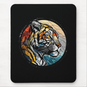 Tiger Animal Portrait Gestaltetes Glas frei von Wi Mousepad