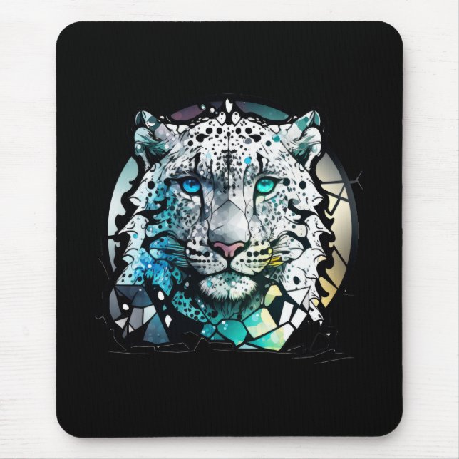 Tiger Animal Portrait Gestaltetes Glas frei von Wi Mousepad (Vorne)