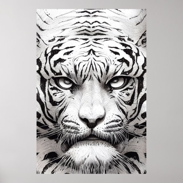 Tiger Animal Wild Nature Illustration Line Epic Poster (Vorne)