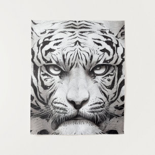 Tiger Animal Wild Nature Illustration Line Epic Wandteppich
