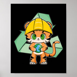 Tiger Anime Cat Earth Day Poster