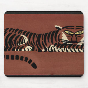 Tiger - Antike, farbenfrohe Buchillustration Mousepad
