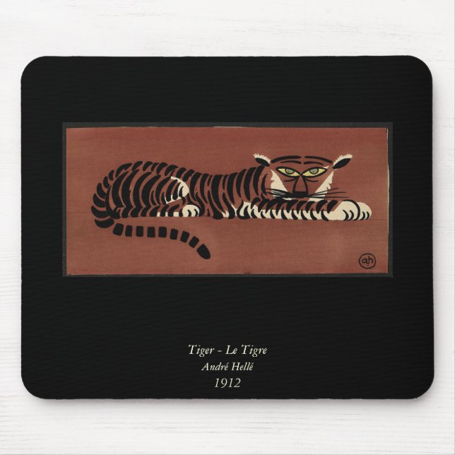 Tiger - Antike, farbenfrohe Buchillustration Mousepad (Vorne)