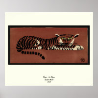 Tiger - Antike, farbenfrohe Buchillustration
