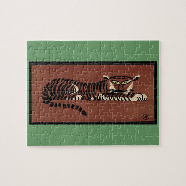 Tiger - Antike, farbenfrohe Buchillustration Puzzle (Horizontal)