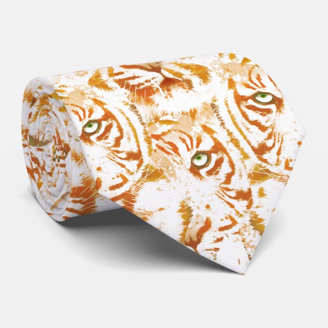 Tiger-Aquarell-Gesichts-Muster Krawatte (Gerollt)