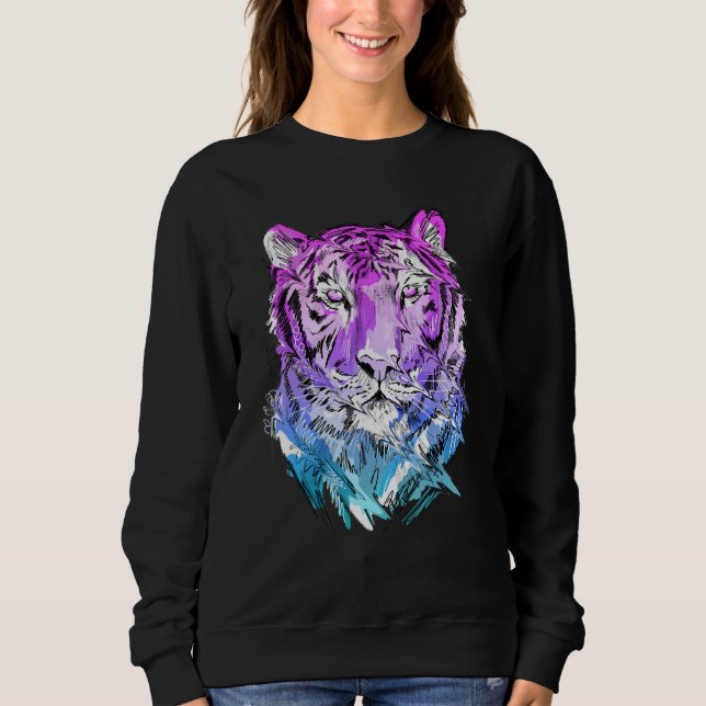 Tiger art animal lovers colourful animal sweatshirt (Vorderseite)