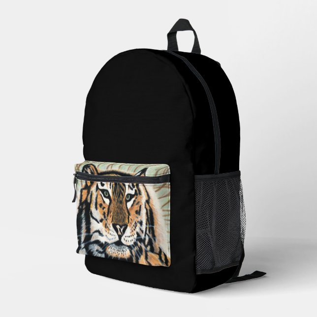 Tiger Art Color Pencil Zeichnend Bedruckter Rucksack (Rückseitige Ecke Rechts)