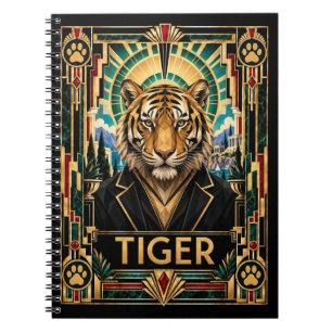 Tiger, Art Deco Wildtiere Notizblock