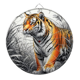 Tiger Art Farbe teilweise Schwarz-weiß Zeichnend Dartscheibe
