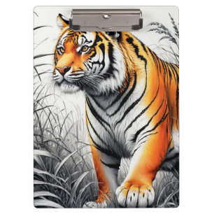 Tiger Art Farbe teilweise Schwarz-weiß Zeichnend Klemmbrett