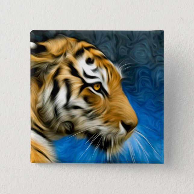 Tiger Art Painting Button (Vorderseite)