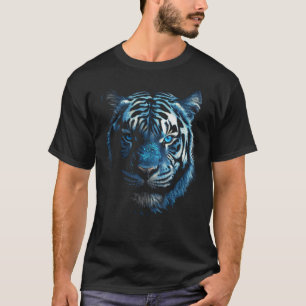 Tiger Artwork - Blue Eyes - Animal Art Motif Tiger T-Shirt