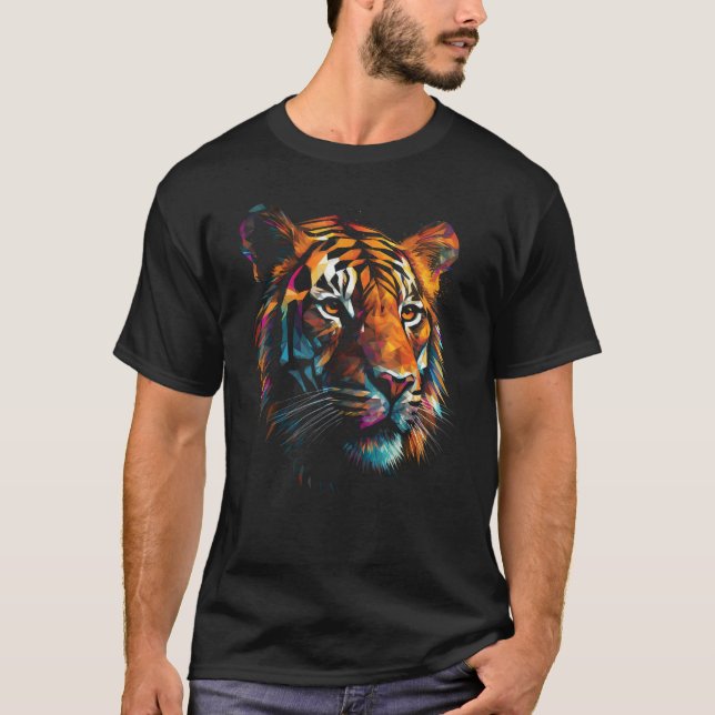 Tiger Artwork farbenfroh Polygon Zoo Tiger T-Shirt (Vorderseite)
