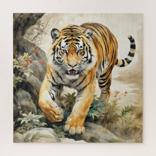 Tiger Asian Traditional Painting Puzzle