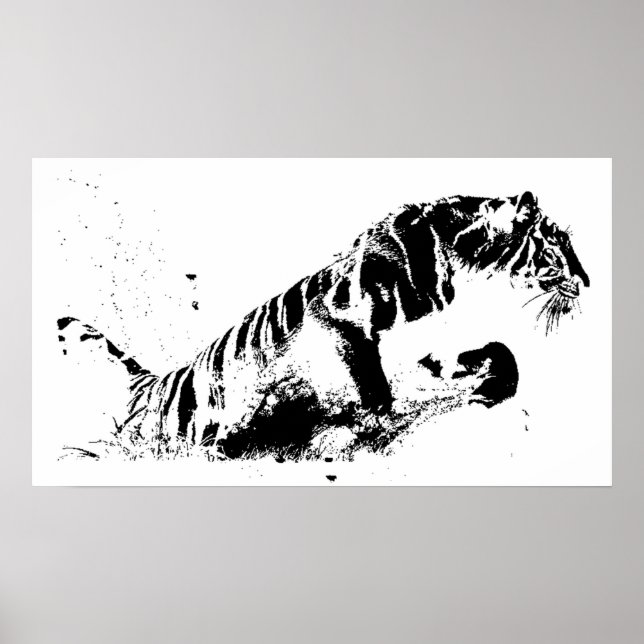 Tiger Attack Poster Print - Tiger Silhouette (Vorne)