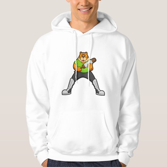 Tiger auf Cricket mit Cricket-Schläger Hoodie (Vorderseite)
