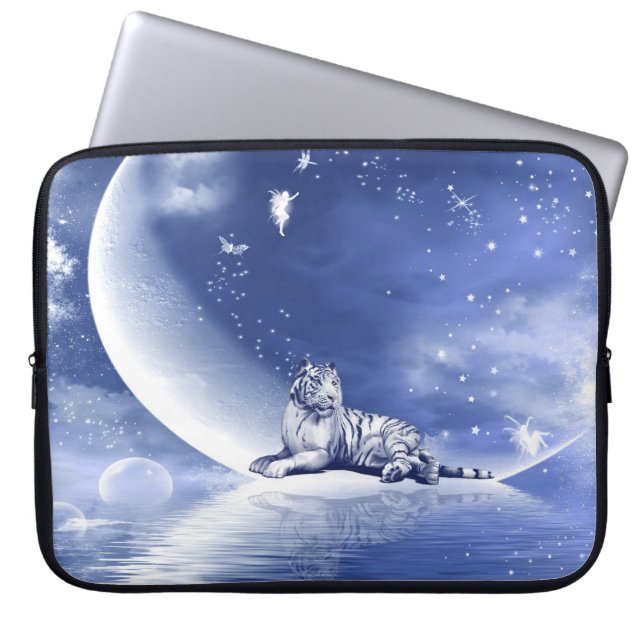 Tiger auf dem Mond Laptopschutzhülle (Vorderseite)