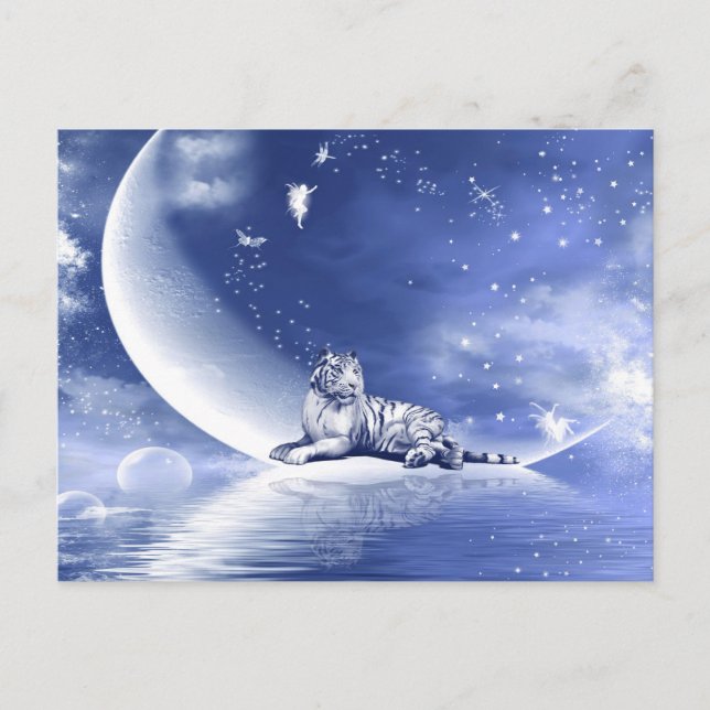 Tiger auf dem Mond Postkarte (Vorderseite)