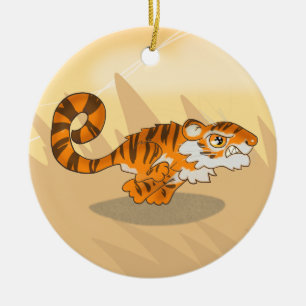 Tiger auf der Jagd Keramik Ornament