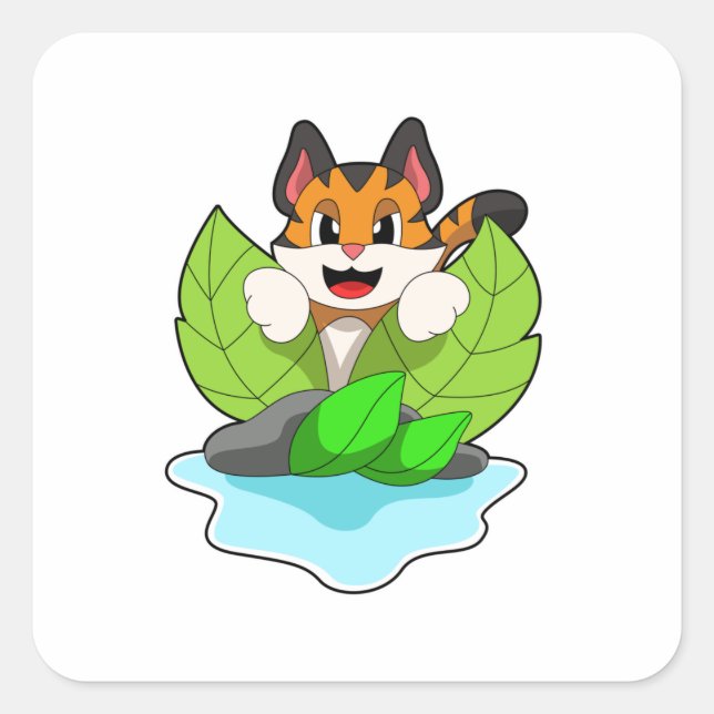 Tiger auf der Jagd Quadratischer Aufkleber (Vorderseite)