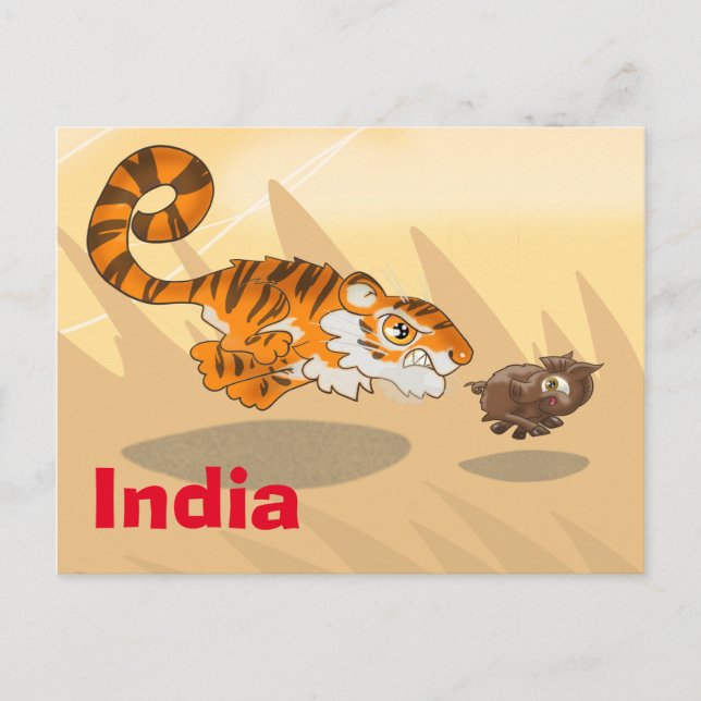 Tiger auf der Jagdkarte Postkarte (Vorderseite)