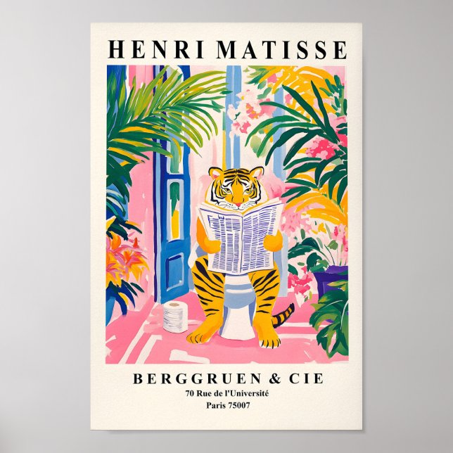 Tiger auf der Toilette, schönes Badezimmer Wand Ku Poster (Vorne)