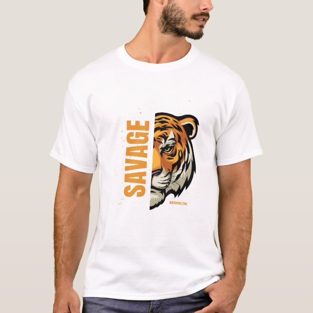 Tiger Augen Voller Feuer T-Shirt (Vorderseite)