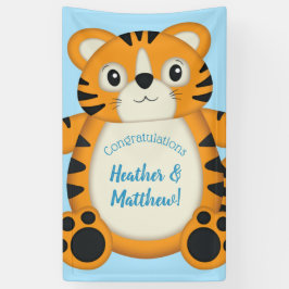 Tiger Baby Dusche Blue Banner