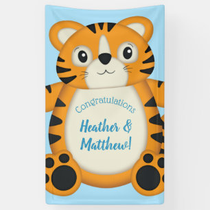 Tiger Baby Dusche Blue Banner