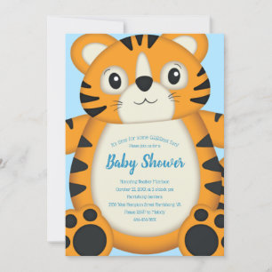 Tiger Baby Dusche Blue Einladung