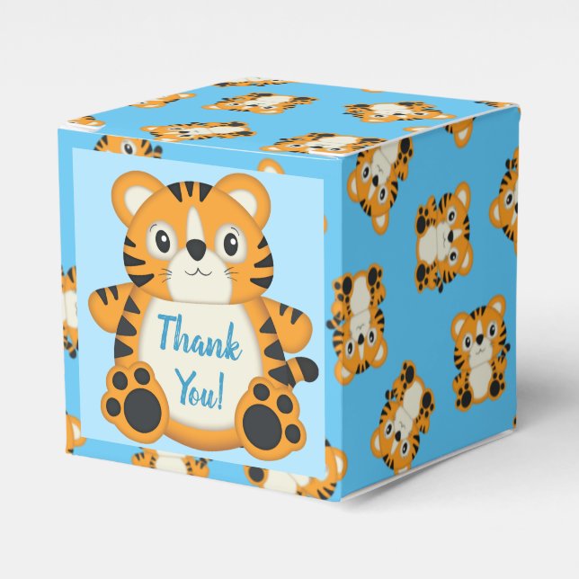 Tiger Baby Dusche Blue Geschenkschachtel (Vorderseite)